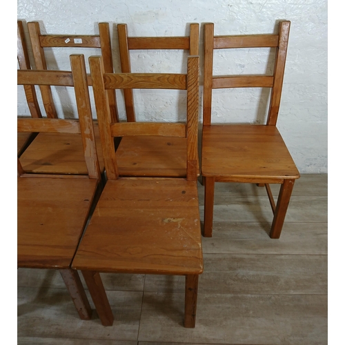 230 - Six pine dining chairs