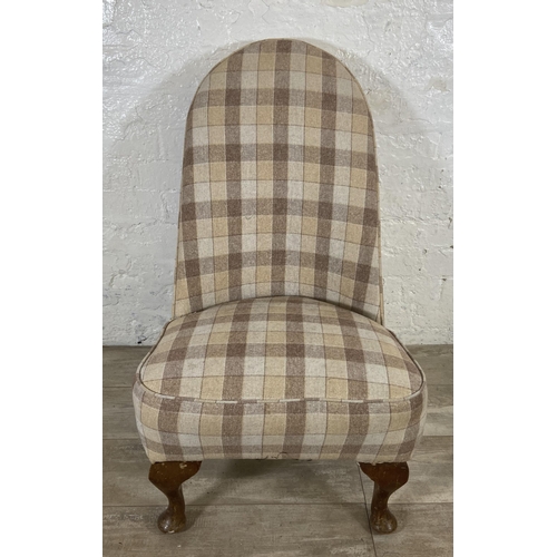 237 - Three chairs, two Victorian mahogany balloon back dining chairs and one tartan fabric upholstered be... 