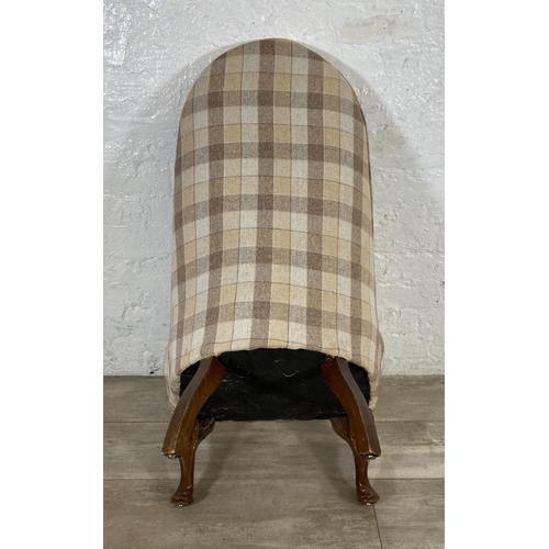 237 - Three chairs, two Victorian mahogany balloon back dining chairs and one tartan fabric upholstered be... 