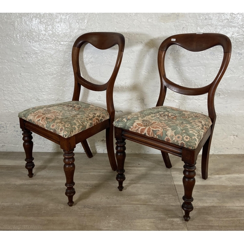 237 - Three chairs, two Victorian mahogany balloon back dining chairs and one tartan fabric upholstered be... 