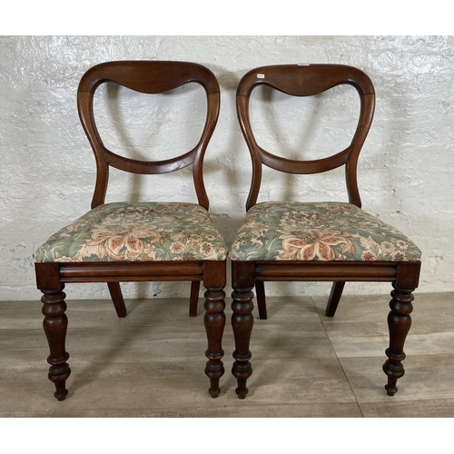 237 - Three chairs, two Victorian mahogany balloon back dining chairs and one tartan fabric upholstered be... 