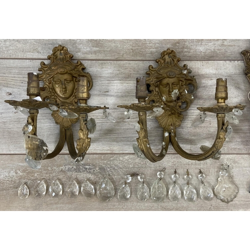 243 - Six Rococo style wall sconces, four gilt metal and two gilt wood