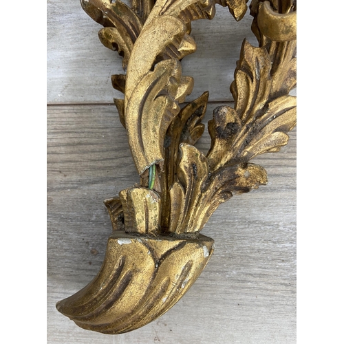 243 - Six Rococo style wall sconces, four gilt metal and two gilt wood