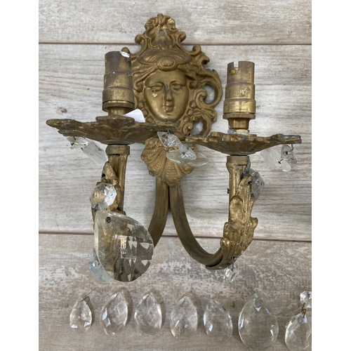 243 - Six Rococo style wall sconces, four gilt metal and two gilt wood