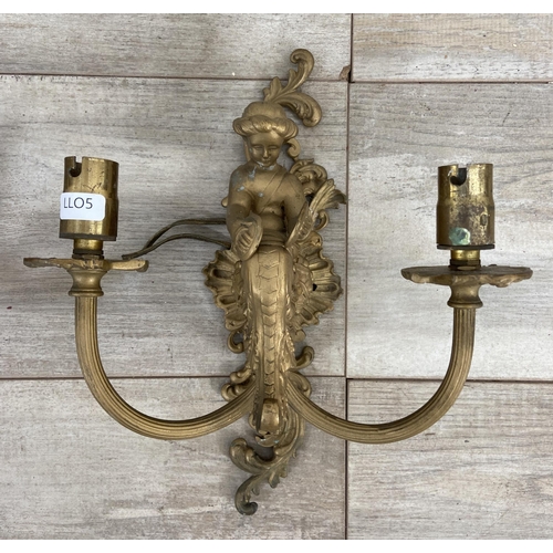 244 - Two pairs of Rococo style gilt metal wall sconces