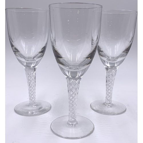 358 - Three Georgian style glass double helix stemmed drinking glasses - approx. 18cm high