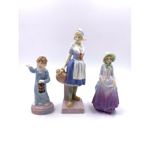 329 - Three Royal Doulton figurines, Wee Willie Winkie HN2050, Gretchen HN1397 and Marigold HN1447