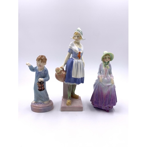 329 - Three Royal Doulton figurines, Wee Willie Winkie HN2050, Gretchen HN1397 and Marigold HN1447