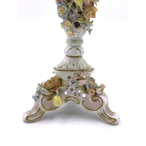 337 - Three pieces of 19th century German Schierholz hand painted floral decorated and pierced porcelain, ... 