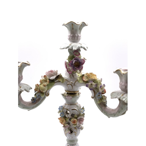 337 - Three pieces of 19th century German Schierholz hand painted floral decorated and pierced porcelain, ... 