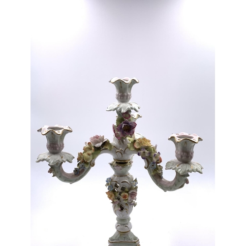 337 - Three pieces of 19th century German Schierholz hand painted floral decorated and pierced porcelain, ... 