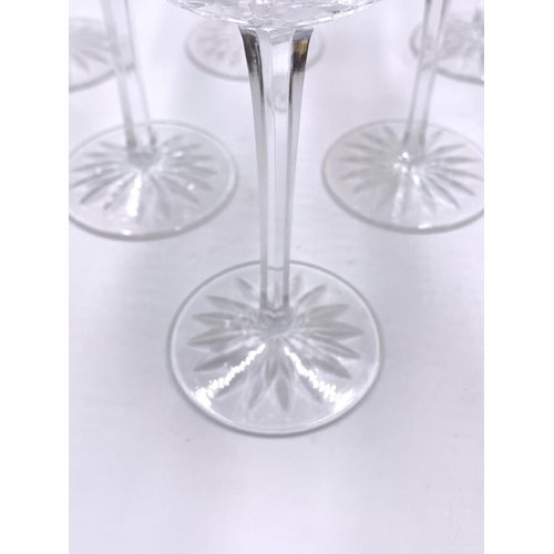 341 - Six cut crystal wine glasses - approx. 19.5cm high