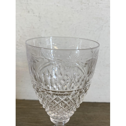 342 - Twelve Stuart Beaconsfield cut crystal sherry/port glasses - approx. 13cm high