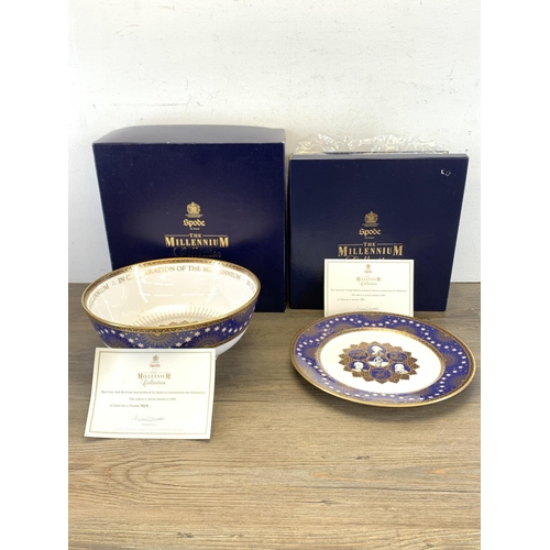 345 - Two pieces of boxed Spode The Millennium Collection fine bone china, one limited edition no. 909/200... 