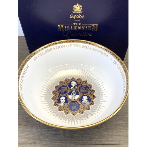 345 - Two pieces of boxed Spode The Millennium Collection fine bone china, one limited edition no. 909/200... 