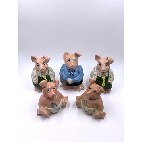 346 - Five Wade NatWest ceramic pig money boxes