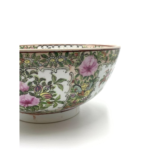 349 - A Chinese Canton Famille Rose hand painted porcelain circular footed bowl - approx. 11.5cm high x 25... 