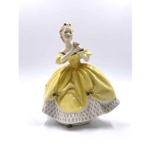 354 - Five ceramic figurines, two Elegance titled Edwina and Georgiana and three Royal Doulton, Cherie HN2... 