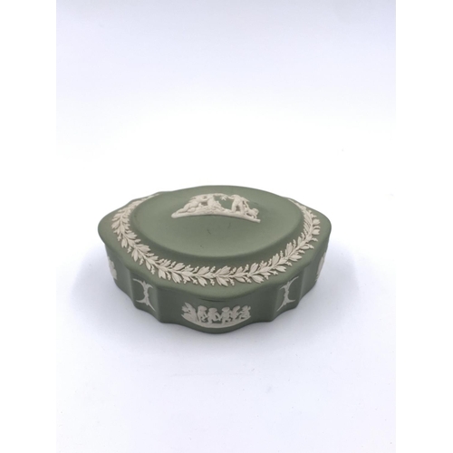 356 - Four pieces of Wedgwood sage green Jasperware