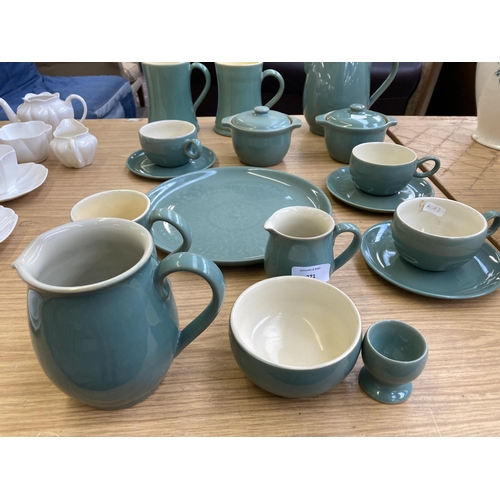 371 - A collection of Denby Manor Green stoneware dinnerware