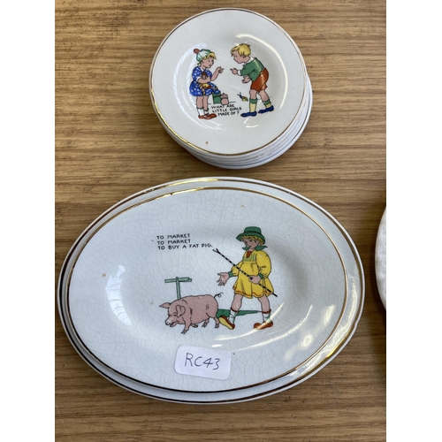 372 - Two ceramic part tea sets, one Shelley Rd 272101 and one nursery rhyme themed