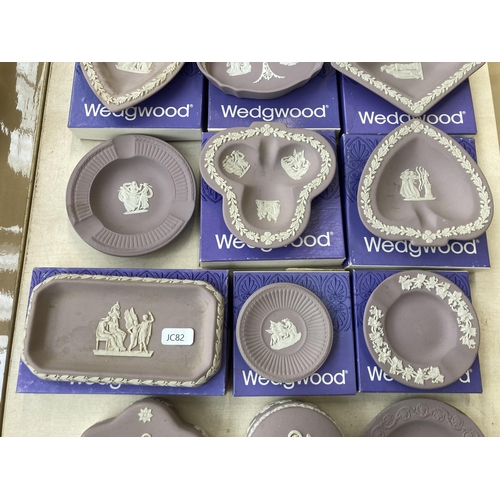 379 - Nineteen Wedgwood lilac Jasperware trinket dishes and boxes