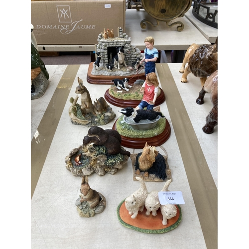 384 - Eight Border Fine Arts resin figurines to include Young Farmers A4063 Puppy Training, Beachcombers C... 