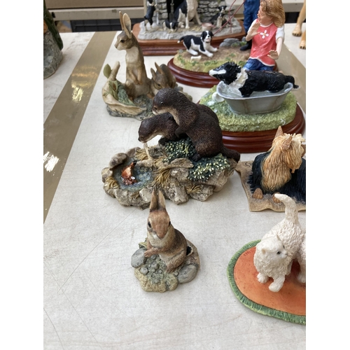 384 - Eight Border Fine Arts resin figurines to include Young Farmers A4063 Puppy Training, Beachcombers C... 