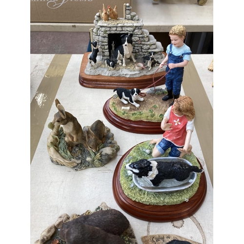 384 - Eight Border Fine Arts resin figurines to include Young Farmers A4063 Puppy Training, Beachcombers C... 