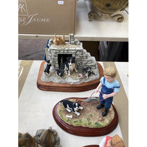 384 - Eight Border Fine Arts resin figurines to include Young Farmers A4063 Puppy Training, Beachcombers C... 