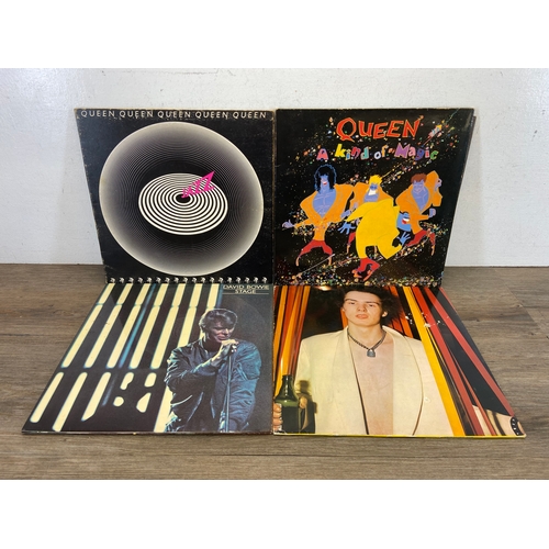 715 - Four LP vinyl records, Sid Vicious 'Sid Sings' (V 2144), David Bowie 'Stage' double LP (PL 02913), Q... 