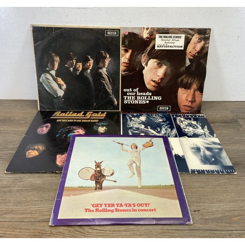 708 - Five LP vinyl records by The Rolling Stones, includes their debut self titled album 'The Rolling Sto... 