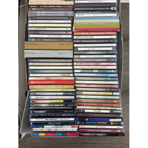 741 - Two boxes containing CDs by a variety of artists and bands to include The Prodigy, Oasis, Blur, R.E.... 