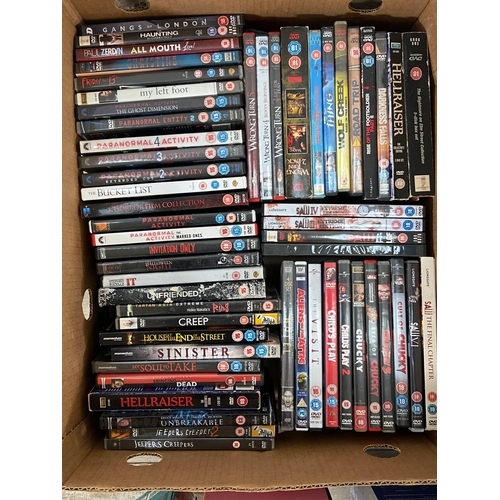 748A - Three boxes of DVDs contains a wide variety of movies and TV shows to include Friends complete serie... 