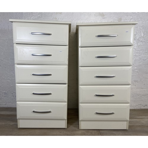 111 - A pair of modern white laminate chests of drawers - approx. 106cm high x 54cm wide x 50cm deep