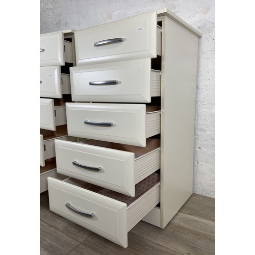 111 - A pair of modern white laminate chests of drawers - approx. 106cm high x 54cm wide x 50cm deep