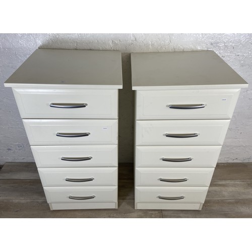 111 - A pair of modern white laminate chests of drawers - approx. 106cm high x 54cm wide x 50cm deep