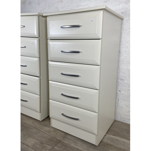 111 - A pair of modern white laminate chests of drawers - approx. 106cm high x 54cm wide x 50cm deep