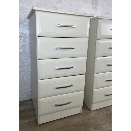 111 - A pair of modern white laminate chests of drawers - approx. 106cm high x 54cm wide x 50cm deep