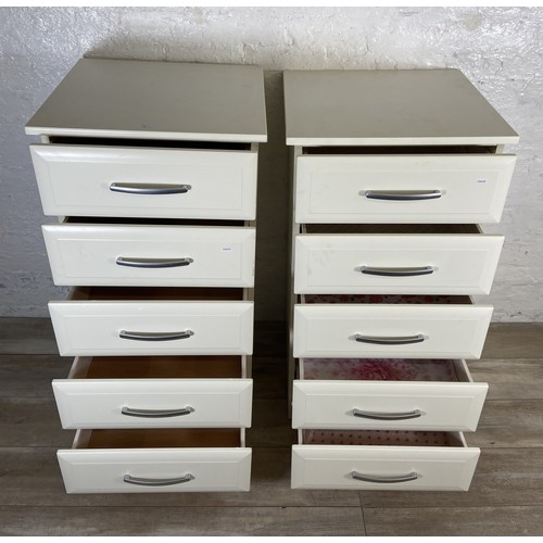 111 - A pair of modern white laminate chests of drawers - approx. 106cm high x 54cm wide x 50cm deep