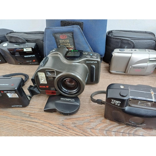 668 - A collection of Olympus cameras to include AF-10 Mini, Trip XB3 Big Finder, Superzoom 700BF, Trip AF... 