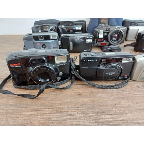 668 - A collection of Olympus cameras to include AF-10 Mini, Trip XB3 Big Finder, Superzoom 700BF, Trip AF... 