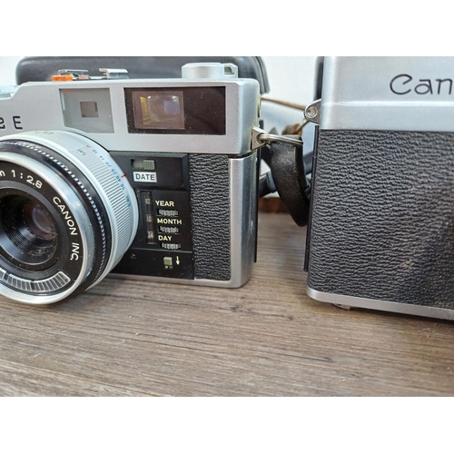 672 - Two cased Canon 35mm rangefinder cameras, one Canodate E and one Canonet