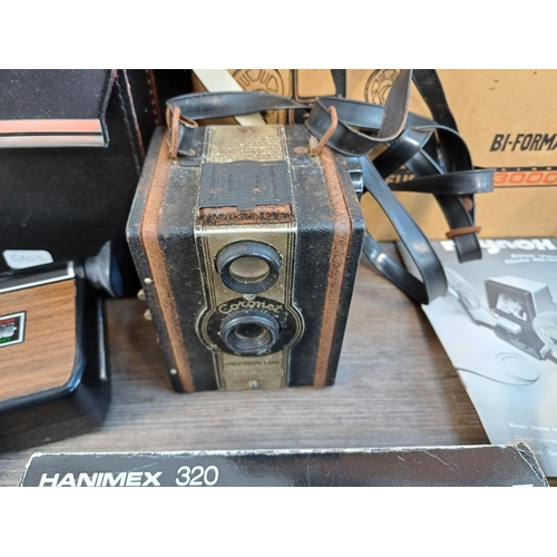 687 - Eight items to include boxed Fuji DL-80N compact 35mm camera, boxed Raynox RS-3000 editor viewer, GA... 