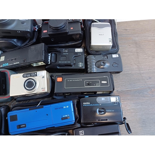 688 - A collection of cameras to include Haking Halina PIX for 110 film, Samsung AF Zoom 105S 35mm, Ricoh ... 