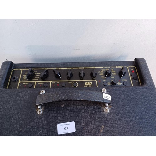 725 - Two items, one Vox Valvetronix AD15VT two-channel modelling guitar amplifier with built in effects a... 