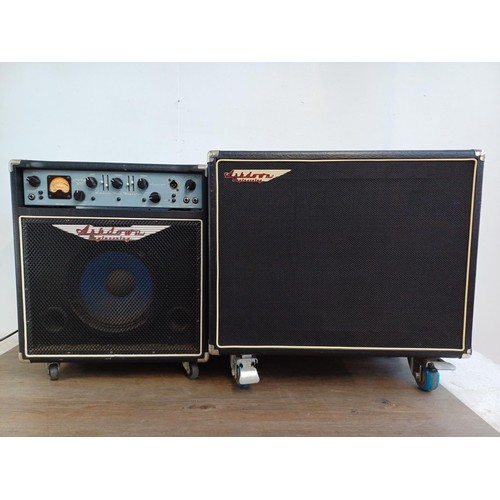 727 - Two Ashdown items on castors, one EVO II 300 combo bass amplifier and one MAG 115 DEEP 8Ω 15