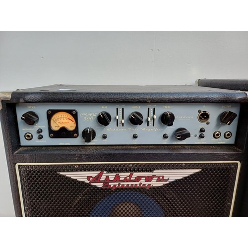 727 - Two Ashdown items on castors, one EVO II 300 combo bass amplifier and one MAG 115 DEEP 8Ω 15