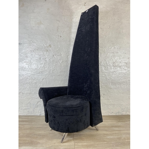 232 - A modern black fabric upholstered high back chair