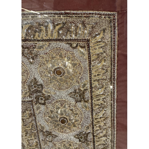 275A - A mid/late 20th century gilt framed Indian sequin and silk embroidered wall hanging - approx. 130cm ... 